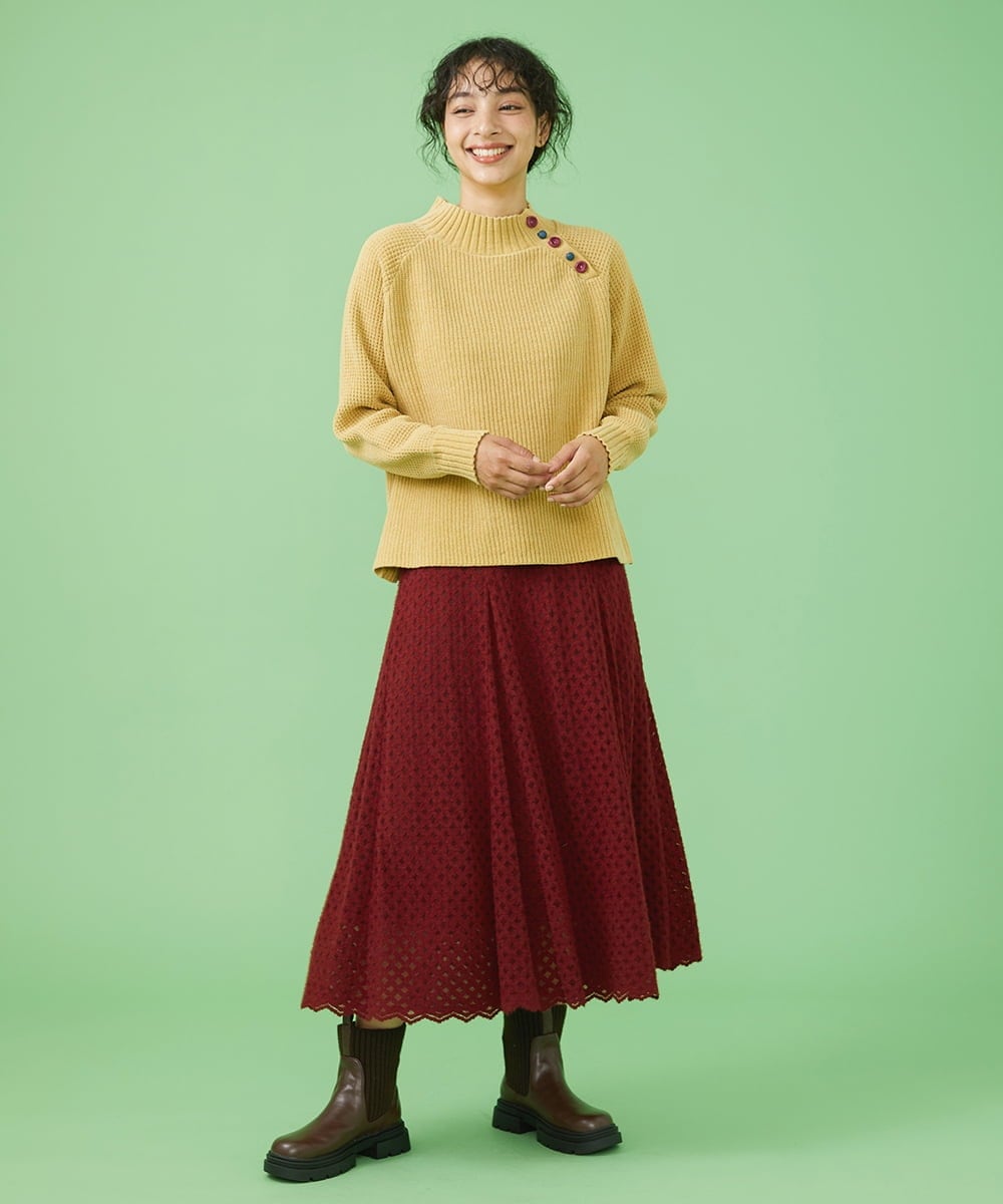 GJFAV34190 Jocomomola(ホコモモラ) Descanso モールニット マスタード