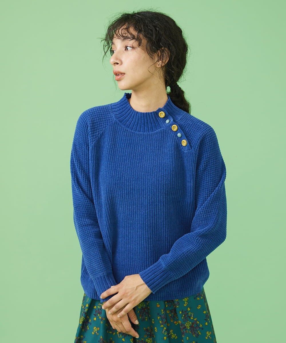 GJFAV34190 Jocomomola(ホコモモラ) Descanso モールニット ブルー