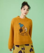 GJFAW01230 Jocomomola(ホコモモラ) Familia ハリネズミモチーフニットプルオーバー オレンジ