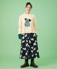 GJFAW02230 Jocomomola(ホコモモラ) Familia 犬モチーフニットプルオーバー アイボリー