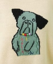GJFAW02230 Jocomomola(ホコモモラ) Familia 犬モチーフニットプルオーバー アイボリー