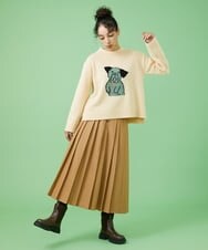 GJFAW02230 Jocomomola(ホコモモラ) Familia 犬モチーフニットプルオーバー アイボリー