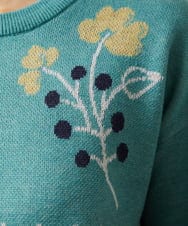 GJFCD01220 Jocomomola(ホコモモラ) El galgo フラワーモチーフニットプルオーバー グリーン