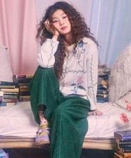 GJFCD01220 Jocomomola(ホコモモラ) El galgo フラワーモチーフニットプルオーバー アイボリー