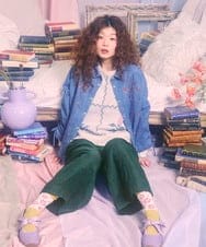 GJFCD01220 Jocomomola(ホコモモラ) El galgo フラワーモチーフニットプルオーバー アイボリー