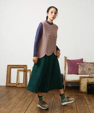 GJFCD30180 Jocomomola(ホコモモラ) Escalera 刺繍ニットベスト ピンク