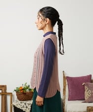 GJFCD30180 Jocomomola(ホコモモラ) Escalera 刺繍ニットベスト ピンク