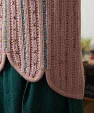 GJFCD30180 Jocomomola(ホコモモラ) Escalera 刺繍ニットベスト ピンク