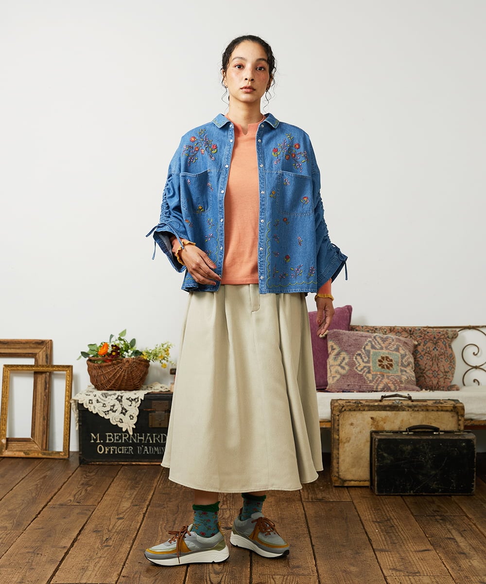 GJFCD31150 Jocomomola(ホコモモラ) Suave シアーニットプルオーバー オレンジ