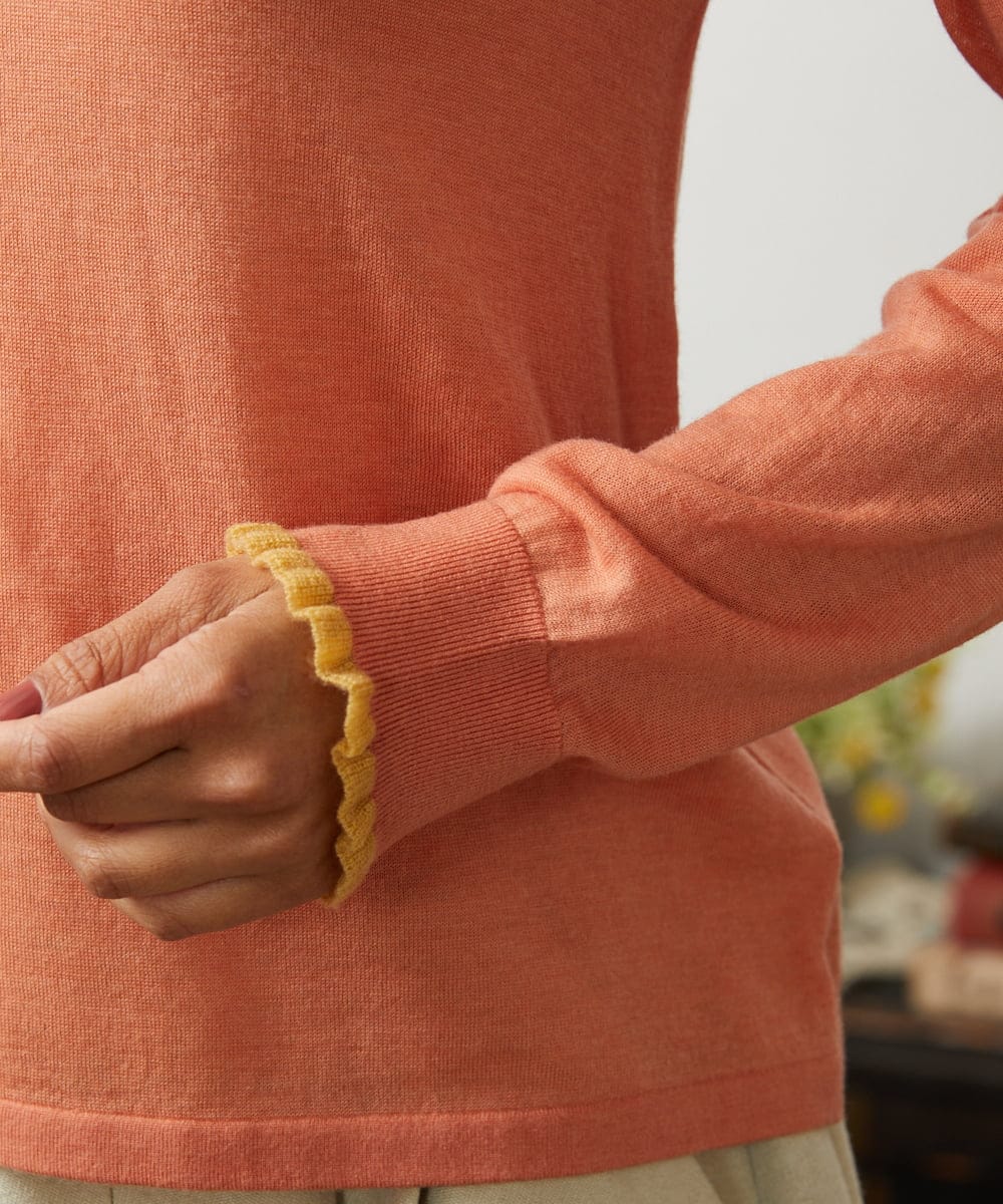 GJFCD31150 Jocomomola(ホコモモラ) Suave シアーニットプルオーバー オレンジ