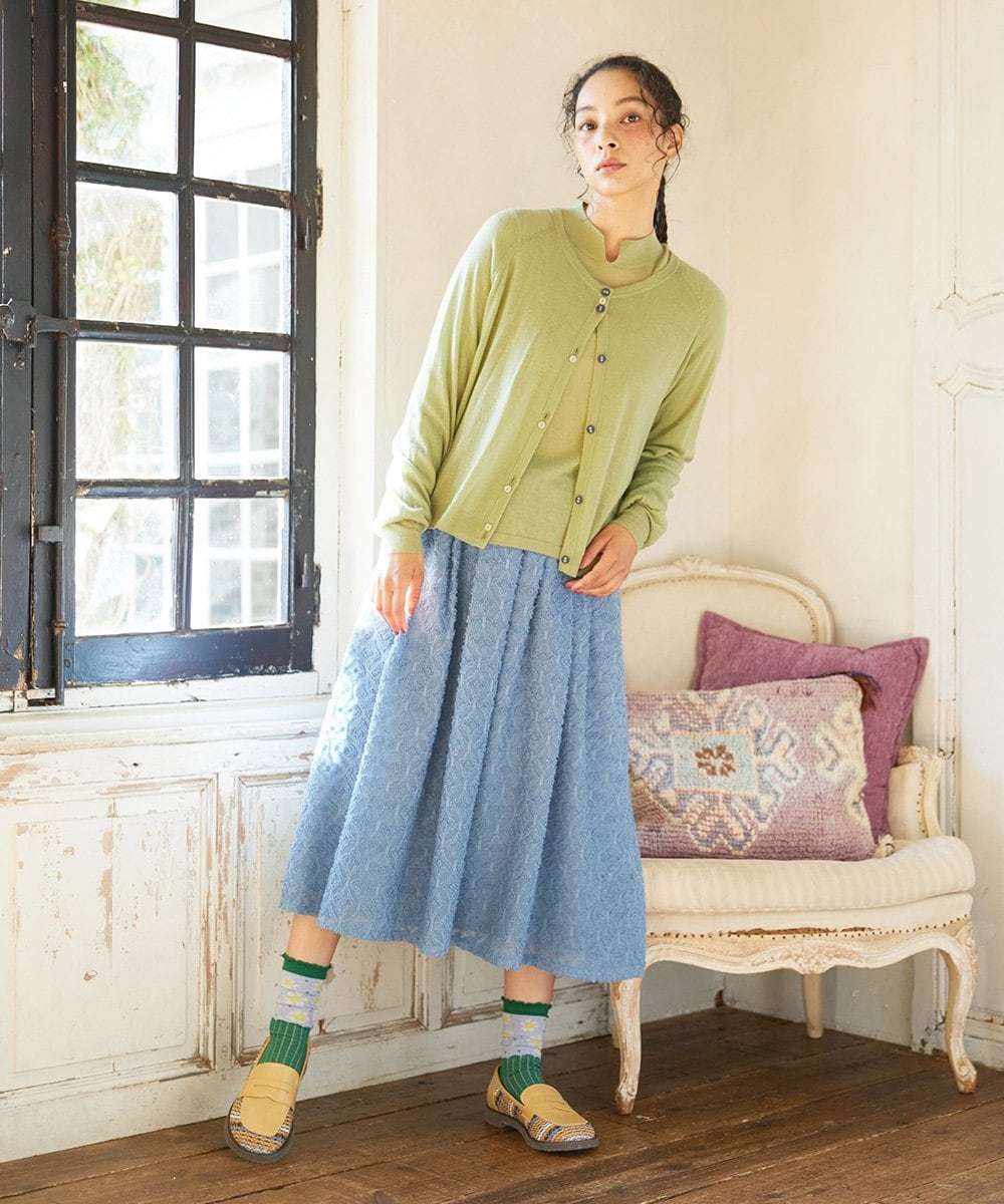 GJFCD31150 Jocomomola(ホコモモラ) Suave シアーニットプルオーバー グリーン