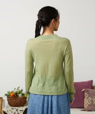 GJFCD31150 Jocomomola(ホコモモラ) Suave シアーニットプルオーバー グリーン