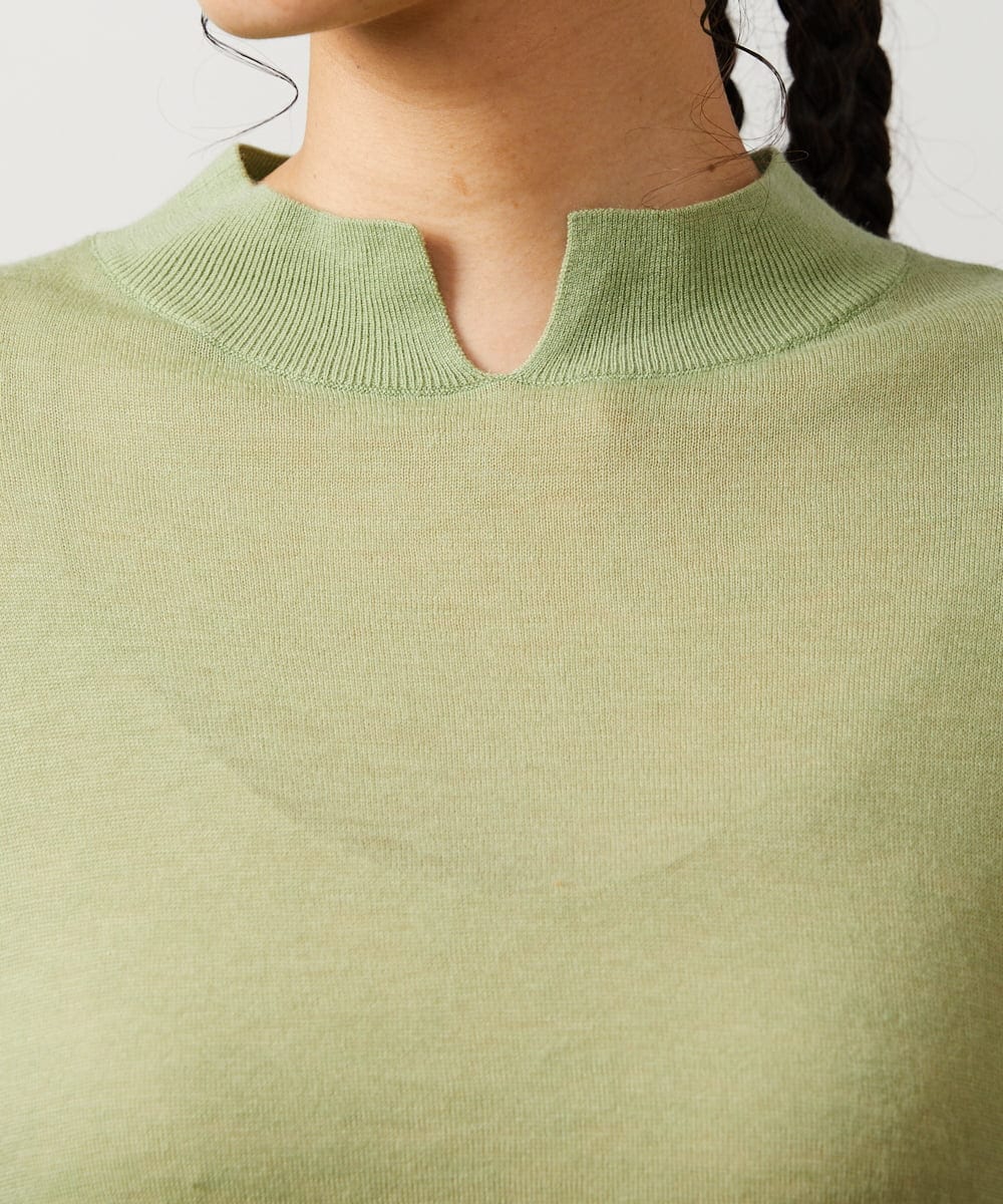 GJFCD31150 Jocomomola(ホコモモラ) Suave シアーニットプルオーバー グリーン