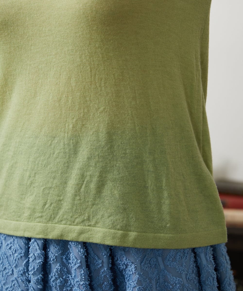 GJFCD31150 Jocomomola(ホコモモラ) Suave シアーニットプルオーバー グリーン