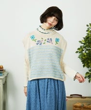 GJFDD01200 Jocomomola(ホコモモラ) Nide de pajaro ファンシーヤーンニットベスト アイボリー