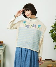 GJFDD01200 Jocomomola(ホコモモラ) Nide de pajaro ファンシーヤーンニットベスト アイボリー