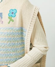 GJFDD01200 Jocomomola(ホコモモラ) Nide de pajaro ファンシーヤーンニットベスト アイボリー