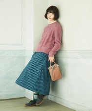 GJFDD30200 Jocomomola(ホコモモラ) フラワー刺繍ケーブルニットプルオーバー ピンク