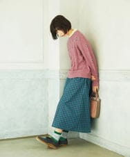 GJFDD30200 Jocomomola(ホコモモラ) フラワー刺繍ケーブルニットプルオーバー ピンク