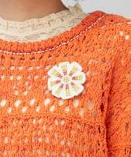 GJFDE02200 Jocomomola(ホコモモラ) Molino チュールヤーン透かし編みニット オレンジ