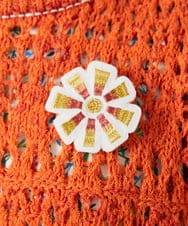 GJFDE02200 Jocomomola(ホコモモラ) Molino チュールヤーン透かし編みニット オレンジ