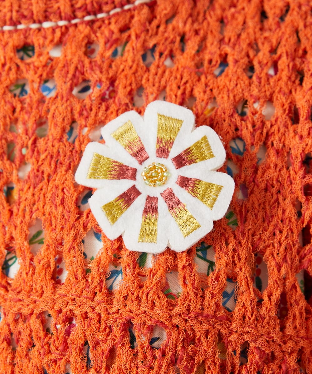 GJFDE02200 Jocomomola(ホコモモラ) Molino チュールヤーン透かし編みニット オレンジ