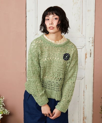 GJFDE02200 Jocomomola Molino チュールヤーン透かし編みニット