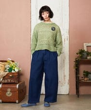 GJFDE02200 Jocomomola(ホコモモラ) Molino チュールヤーン透かし編みニット グリーン