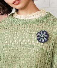 GJFDE02200 Jocomomola(ホコモモラ) Molino チュールヤーン透かし編みニット グリーン