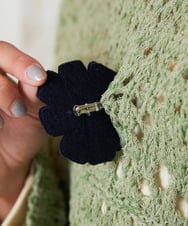 GJFDE02200 Jocomomola(ホコモモラ) Molino チュールヤーン透かし編みニット グリーン