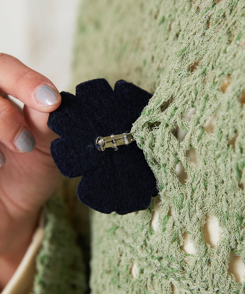 GJFDE02200 Jocomomola(ホコモモラ) Molino チュールヤーン透かし編みニット グリーン