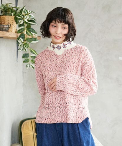 GJFDE31180 Jocomomola カラーネップニットプルオーバー