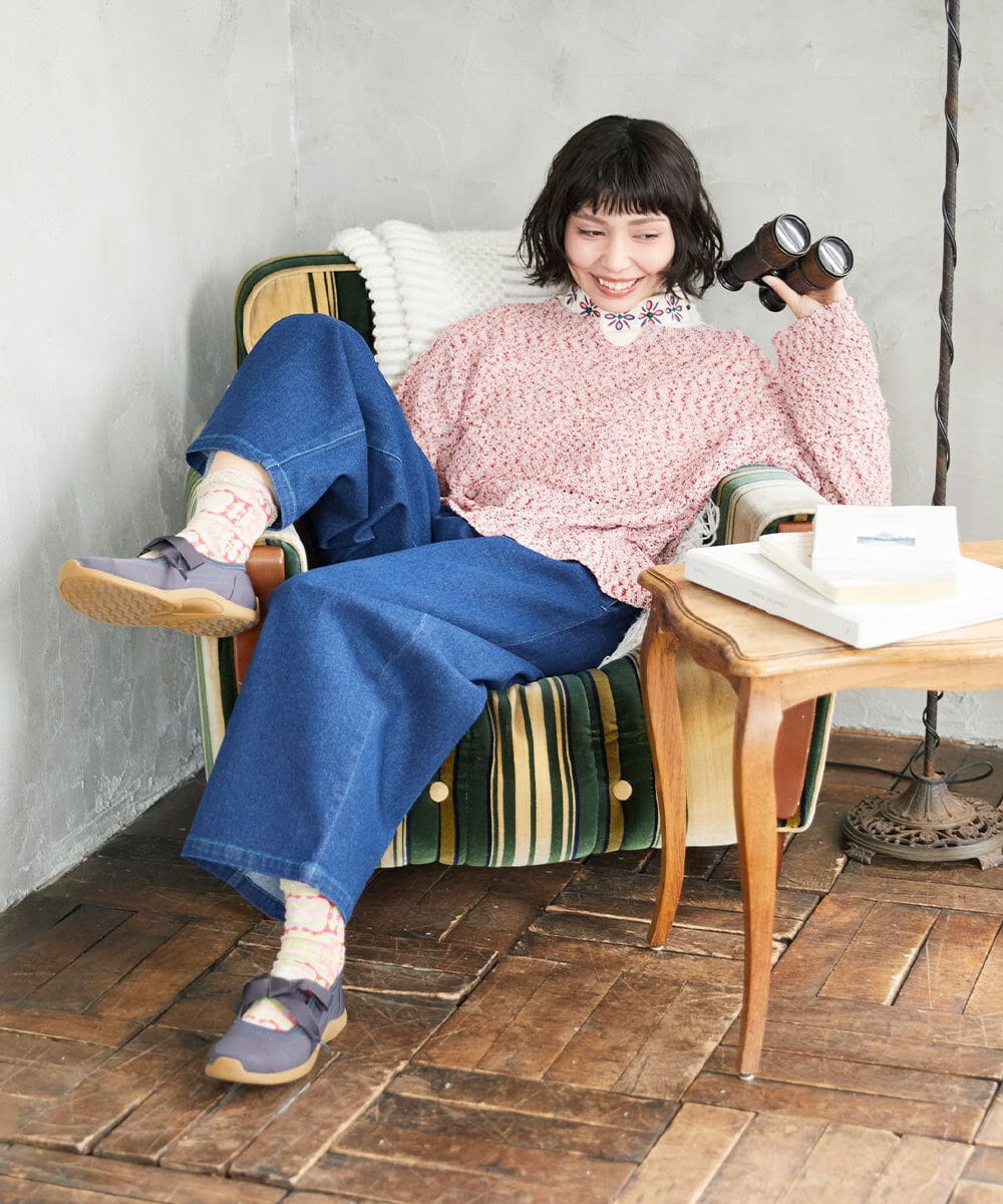 GJFDE31180 Jocomomola(ホコモモラ) カラーネップニットプルオーバー レッド