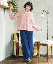 GJFDE31180 Jocomomola(ホコモモラ) カラーネップニットプルオーバー レッド