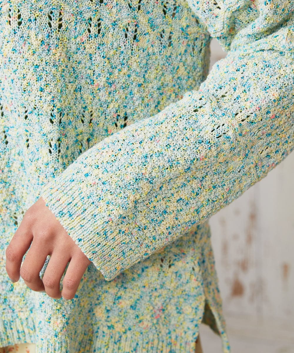 GJFDE31180 Jocomomola(ホコモモラ) カラーネップニットプルオーバー ブルー