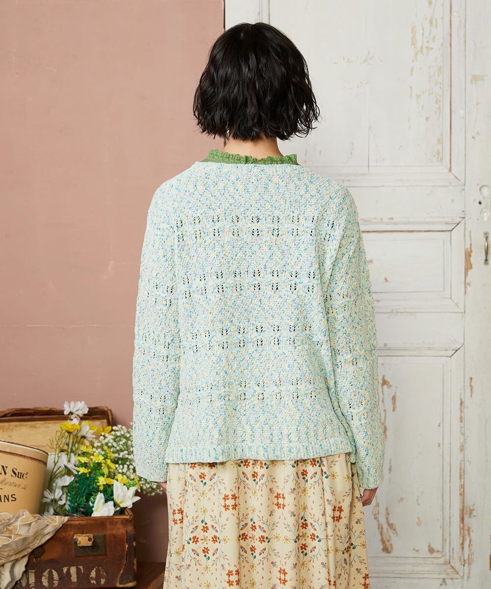 GJFDE31180 Jocomomola(ホコモモラ) カラーネップニットプルオーバー ブルー