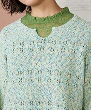 GJFDE31180 Jocomomola(ホコモモラ) カラーネップニットプルオーバー ブルー