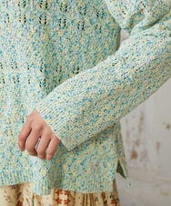 GJFDE31180 Jocomomola(ホコモモラ) カラーネップニットプルオーバー ブルー