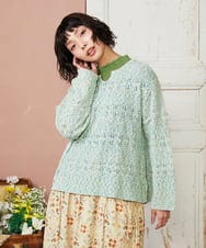 GJFDE31180 Jocomomola(ホコモモラ) カラーネップニットプルオーバー ブルー