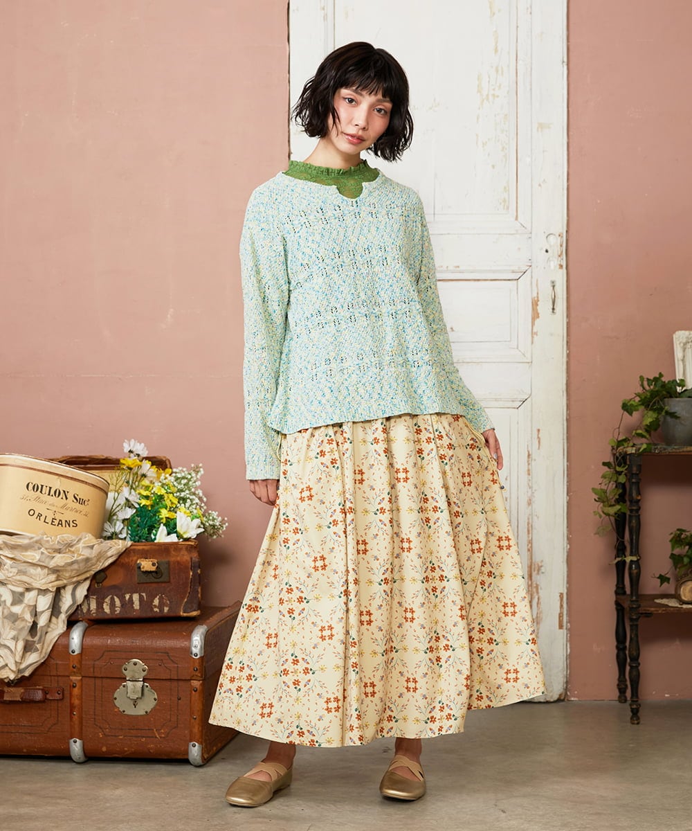 GJFDE31180 Jocomomola(ホコモモラ) カラーネップニットプルオーバー ブルー