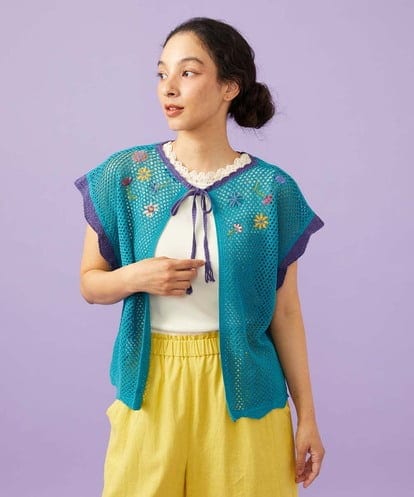 GJFFD31200 Jocomomola 【2WAY】Volar フラワーモチーフ半袖ニットベスト