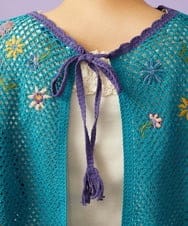 GJFFD31200 Jocomomola(ホコモモラ) 【2WAY】Volar フラワーモチーフ半袖ニットベスト ブルー