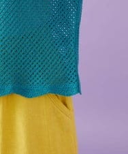 GJFFD31200 Jocomomola(ホコモモラ) 【2WAY】Volar フラワーモチーフ半袖ニットベスト ブルー