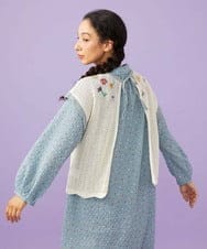 GJFFD31200 Jocomomola(ホコモモラ) 【2WAY】Volar フラワーモチーフ半袖ニットベスト アイボリー