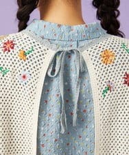 GJFFD31200 Jocomomola(ホコモモラ) 【2WAY】Volar フラワーモチーフ半袖ニットベスト アイボリー