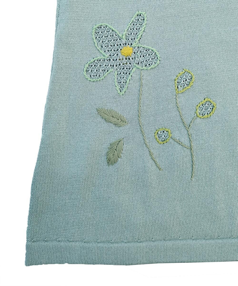 GJFFD50220 Jocomomola(ホコモモラ) El Rucio フラワー刺繍ニットプルオーバー ライトブルー