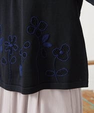 GJFFD50220 Jocomomola(ホコモモラ) El Rucio フラワー刺繍ニットプルオーバー ブラック