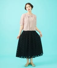 GJFGA50200 Jocomomola(ホコモモラ) フラワーモチーフノースリーブニット ブルーグリーン