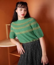 GJFGA71200 Jocomomola(ホコモモラ) 【日本製】Raiz ホールガーメントプルオーバーニット グリーン