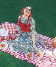 GJFGB01180 Jocomomola(ホコモモラ) Fruto フリルニットビスチェ レッド